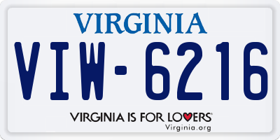 VA license plate VIW6216