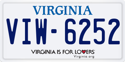 VA license plate VIW6252