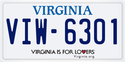 VA license plate VIW6301