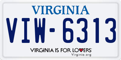 VA license plate VIW6313