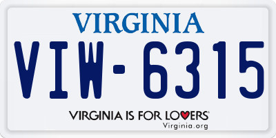 VA license plate VIW6315