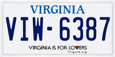 VA license plate VIW6387