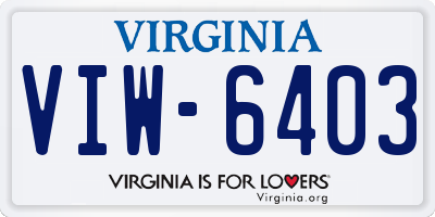 VA license plate VIW6403