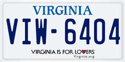 VA license plate VIW6404
