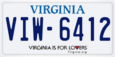VA license plate VIW6412