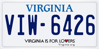 VA license plate VIW6426