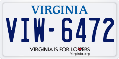 VA license plate VIW6472