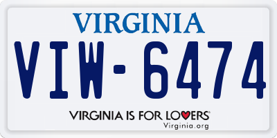 VA license plate VIW6474