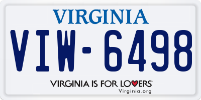 VA license plate VIW6498