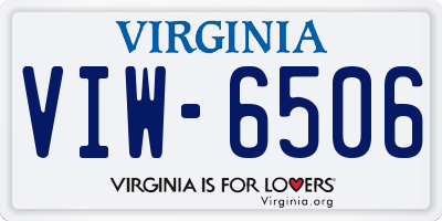 VA license plate VIW6506