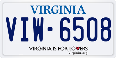 VA license plate VIW6508