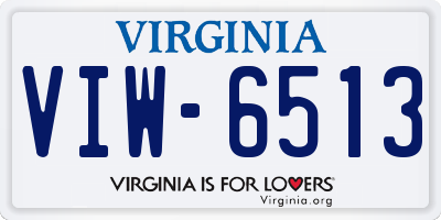 VA license plate VIW6513