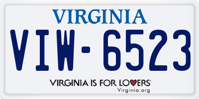 VA license plate VIW6523