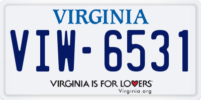 VA license plate VIW6531