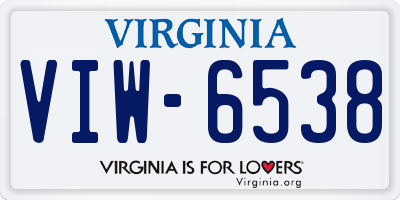 VA license plate VIW6538
