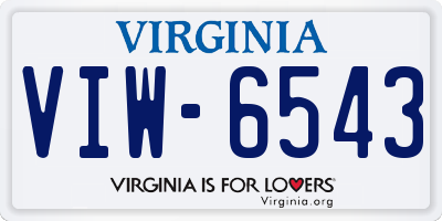 VA license plate VIW6543