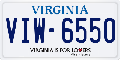 VA license plate VIW6550