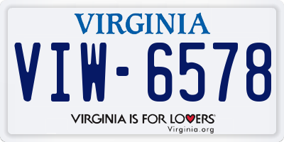 VA license plate VIW6578