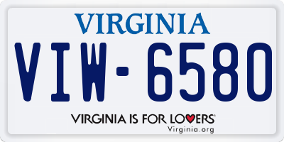 VA license plate VIW6580