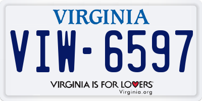 VA license plate VIW6597