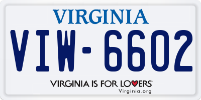 VA license plate VIW6602