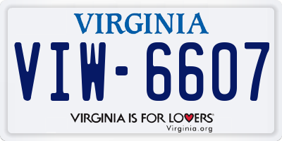 VA license plate VIW6607