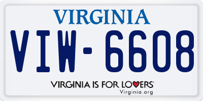 VA license plate VIW6608