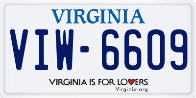 VA license plate VIW6609