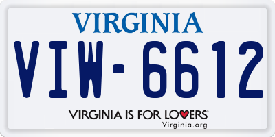 VA license plate VIW6612