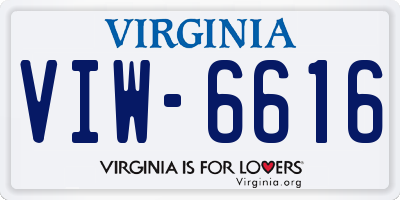 VA license plate VIW6616