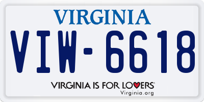 VA license plate VIW6618