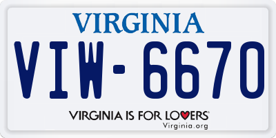 VA license plate VIW6670