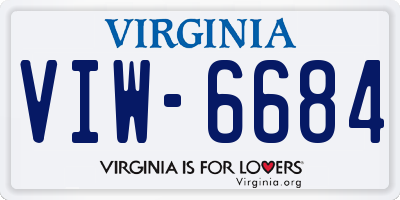 VA license plate VIW6684