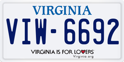 VA license plate VIW6692