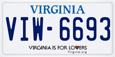 VA license plate VIW6693