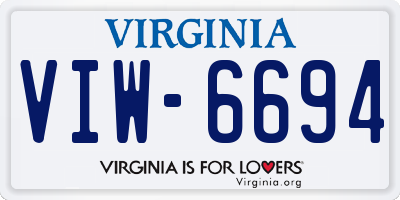 VA license plate VIW6694