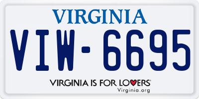 VA license plate VIW6695
