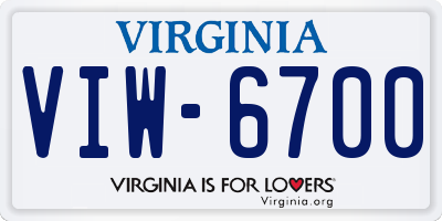 VA license plate VIW6700