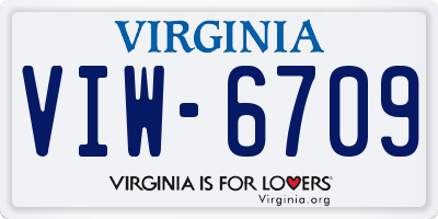 VA license plate VIW6709