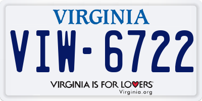 VA license plate VIW6722