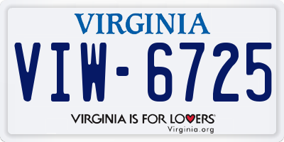 VA license plate VIW6725
