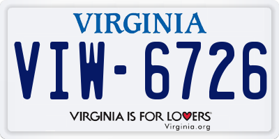 VA license plate VIW6726