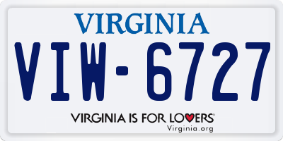 VA license plate VIW6727