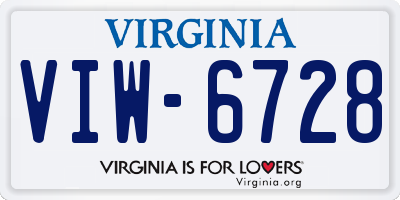 VA license plate VIW6728