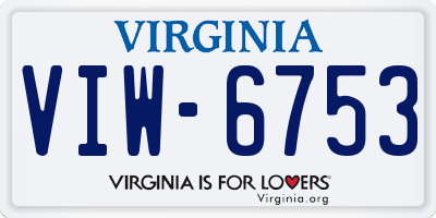 VA license plate VIW6753