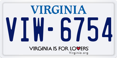 VA license plate VIW6754