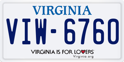 VA license plate VIW6760