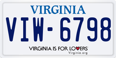 VA license plate VIW6798