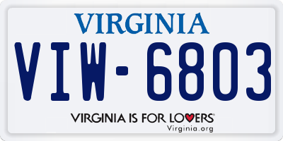 VA license plate VIW6803