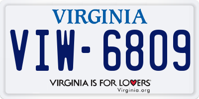 VA license plate VIW6809